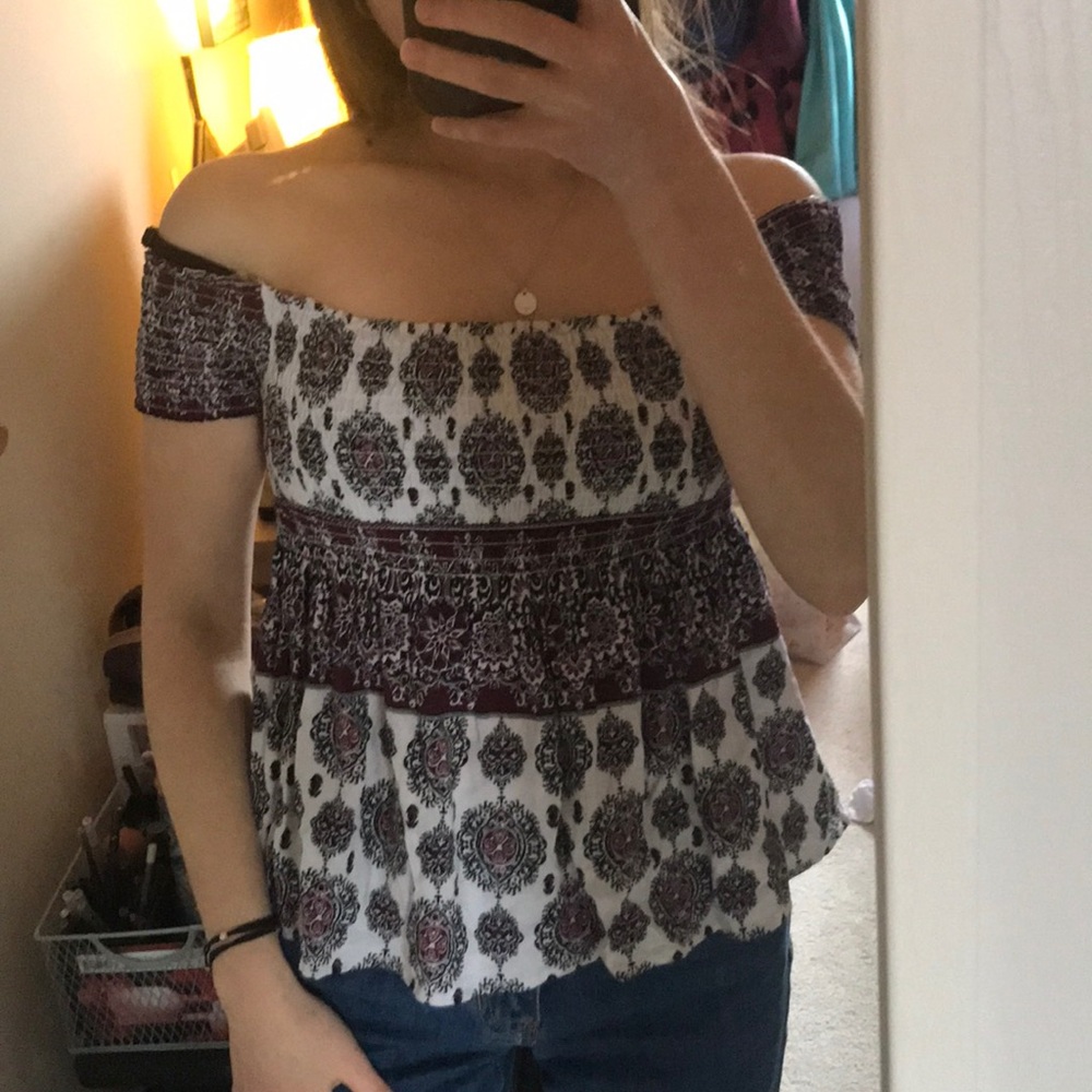 Patterned Smocked Top